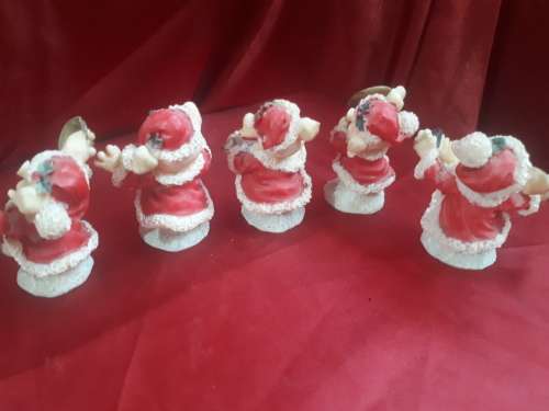 Set of 5 Vintage Ceramic Handpainted Piggy Band Xmas Themed