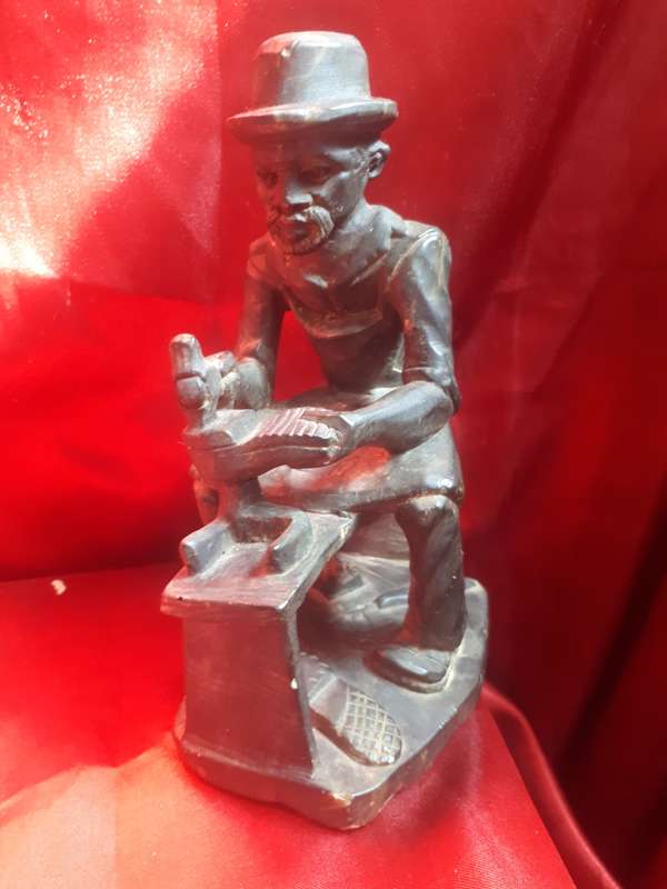 Vintage Highly Detailed Hand carved Stone Figure of An Old African Man