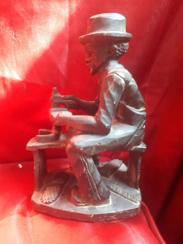 Vintage Highly Detailed Hand carved Stone Figure of An Old African Man