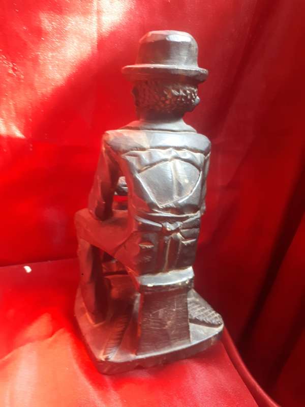 Vintage Highly Detailed Hand carved Stone Figure of An Old African Man