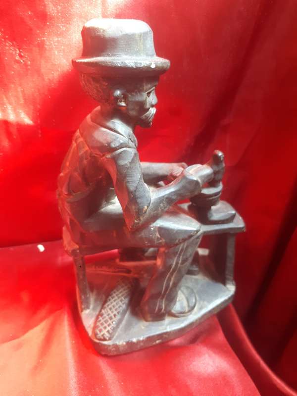 Vintage Highly Detailed Hand carved Stone Figure of An Old African Man