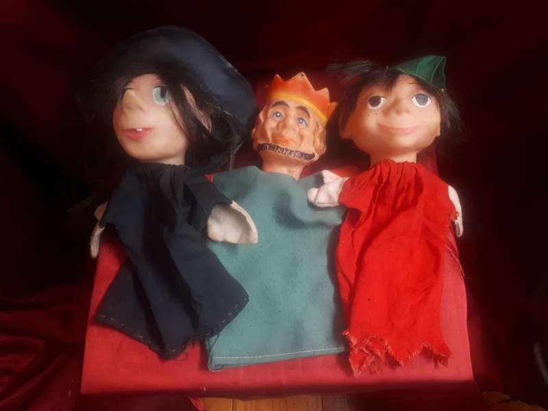 Set of 3 Late 70`s Hand Puppets `Liewe Heksie` `Koning Rosekrans` `Griet`
