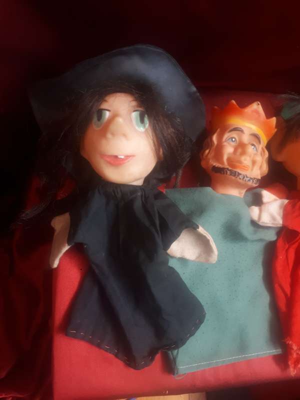 Set of 3 Late 70`s Hand Puppets `Liewe Heksie` `Koning Rosekrans` `Griet`