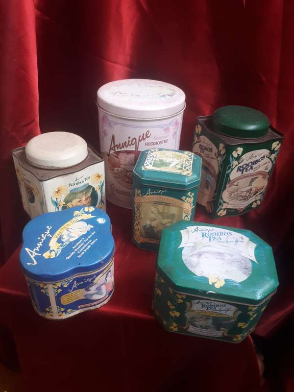 6 x Retro Annique Rooibos Tea tins