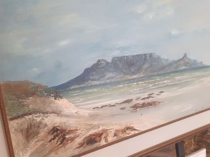Highly Acclaimed SA Artist Don Benzien Large Oil on Board `Table Mountain` Signed