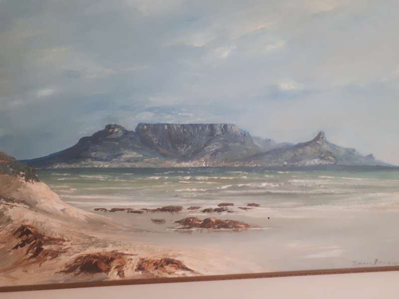 Highly Acclaimed SA Artist Don Benzien Large Oil on Board `Table Mountain` Signed