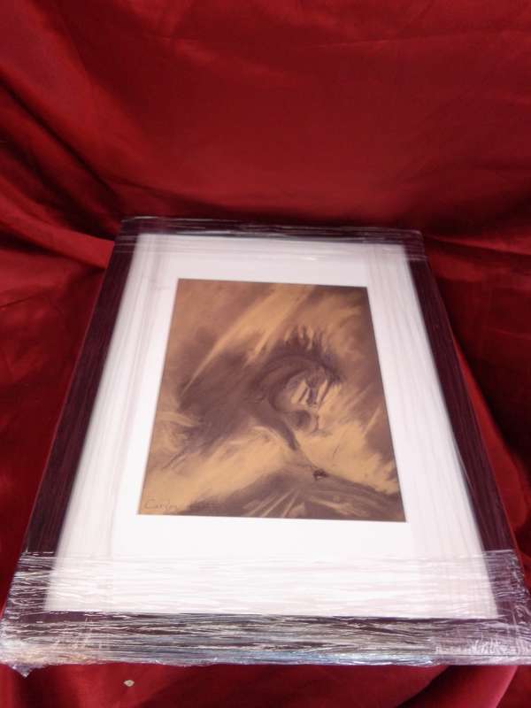 Famous 20th Century Spanish Artist Carlos de Mijas Original Charcoal Drawing `Spanish Wild Horse`