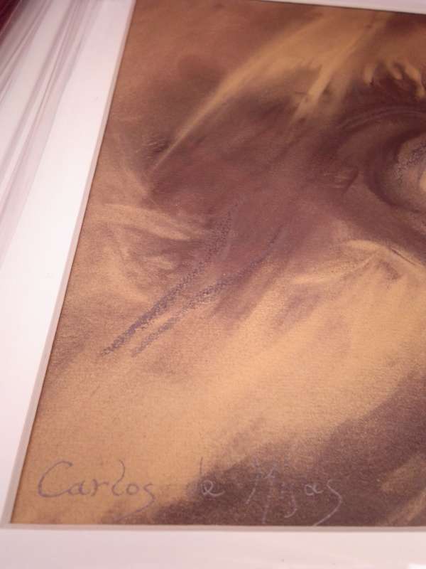 Famous 20th Century Spanish Artist Carlos de Mijas Original Charcoal Drawing `Spanish Wild Horse`