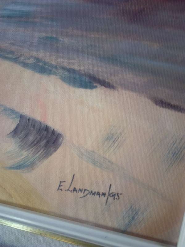 Stunning Oil on Board In Gold Gilt Frame `Landscape` by SA Artist E. Landman 95`
