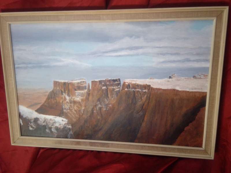 Beautiful Oil on Board 'Mountain Range' by American Artist I Heaney 79`