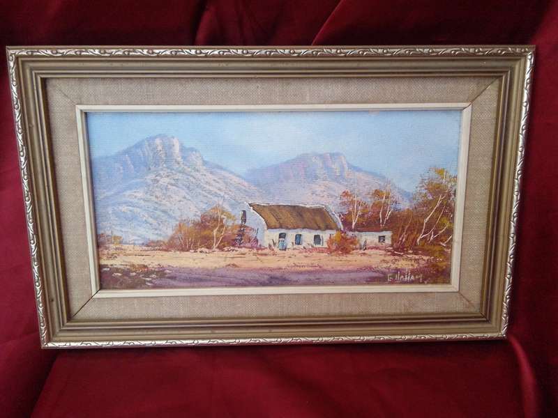 Beautiful Oil on Board `Country Scene` by E. Hallam