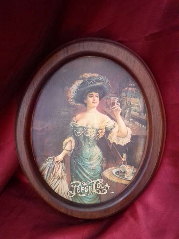 Drink Pepsi Cola (Reproduction) In Oval Wooden Frame