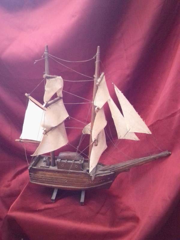 Large Vintage Wooden Sail Ship