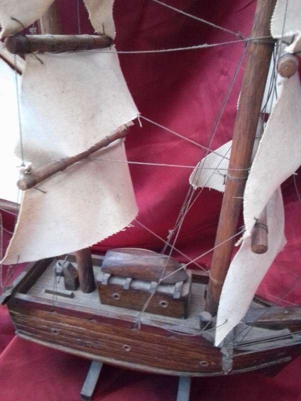 Large Vintage Wooden Sail Ship