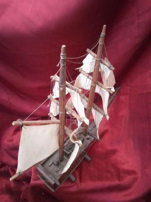 Large Vintage Wooden Sail Ship