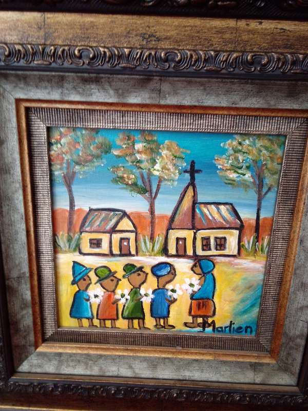 Stunning Oil on Board by Popular SA Artist Marlien Van Heerden in Beautiful Gold Gilt Frame