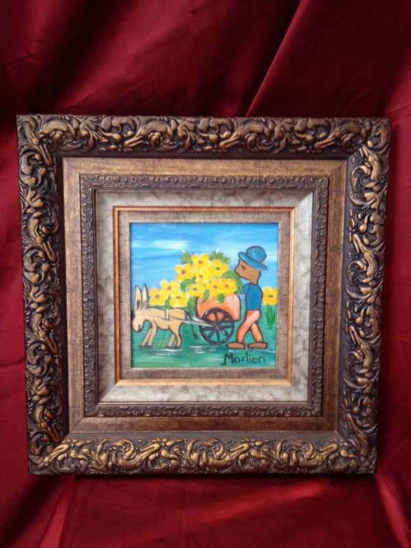 Stunning Oil on Board by Popular SA Artist Marlien Van Heerden in Beautiful Gold Gilt Frame