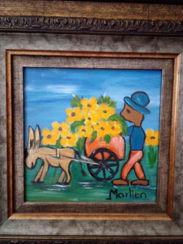 Stunning Oil on Board by Popular SA Artist Marlien Van Heerden in Beautiful Gold Gilt Frame