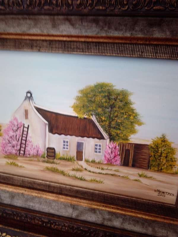 Popular SA Artist Hannes Meintjes (1944 - ) Oil on Board in Beautiful Gold Gilt Frame