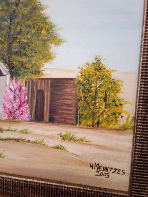 Popular SA Artist Hannes Meintjes (1944 - ) Oil on Board in Beautiful Gold Gilt Frame