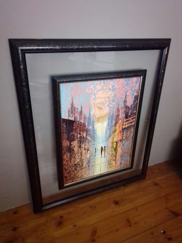 Famous SA Artist Pierre De Villiers (1921 - 2007) Oil on Board `Street Scene` Signed & Dated 1994