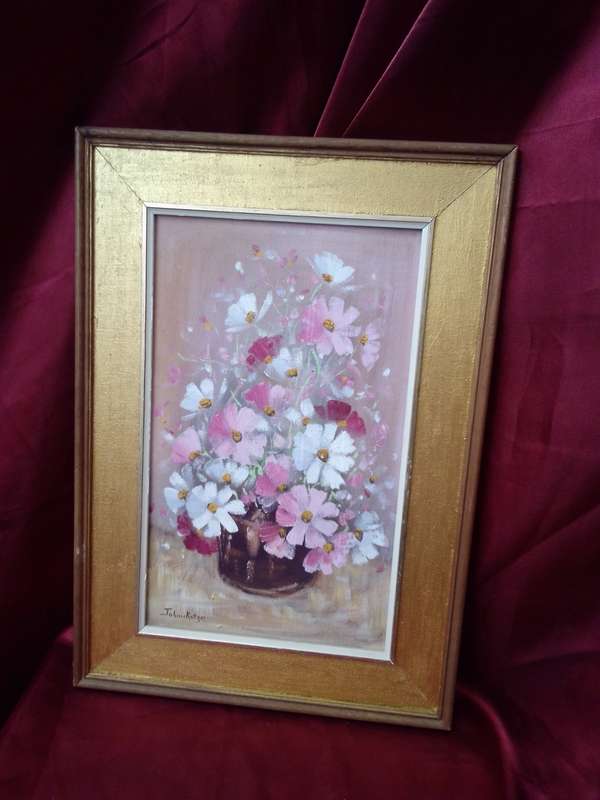 Renowned 20th Century SA Artist Johan Kotze Oil on Board `Still life flowers` Signed