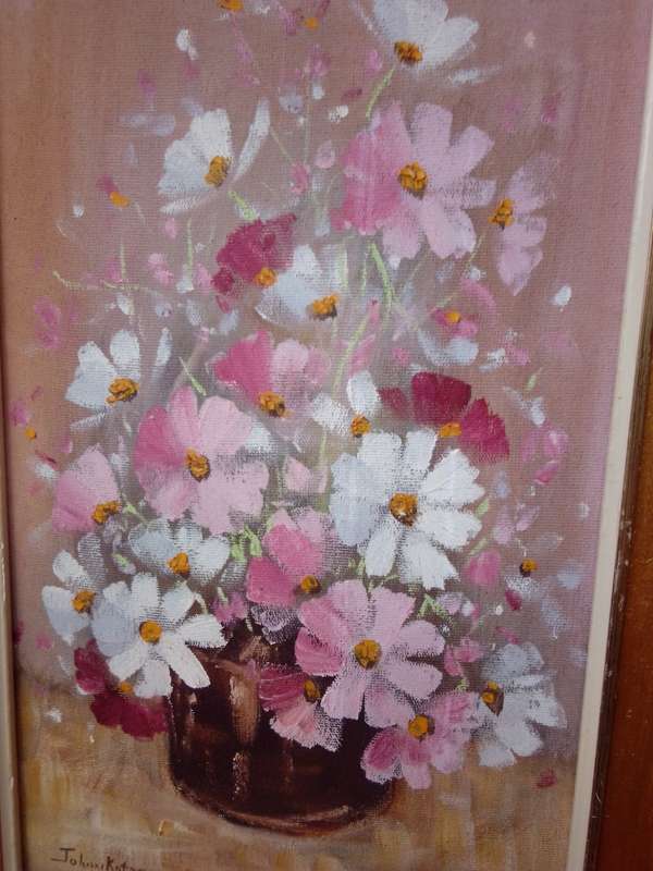 Renowned 20th Century SA Artist Johan Kotze Oil on Board `Still life flowers` Signed