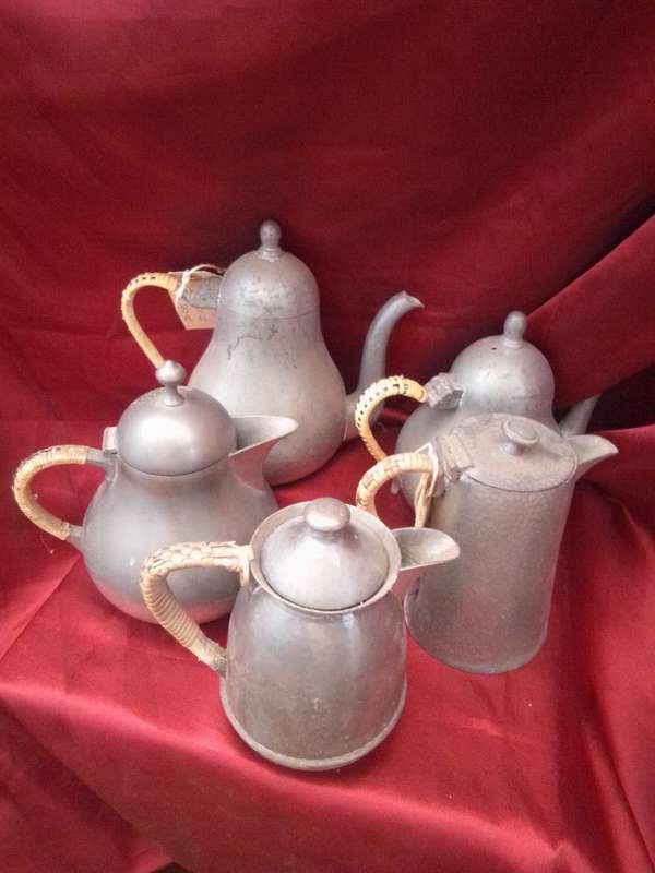 5 x Assorted Vintage Pewter Tea / Coffee