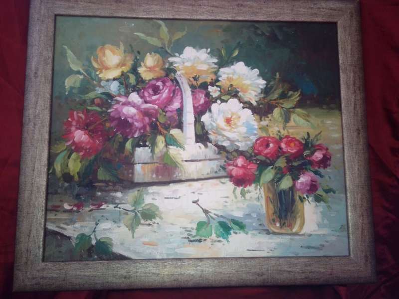 Stunning Oil on Board `Still life flowers` - Not Signed