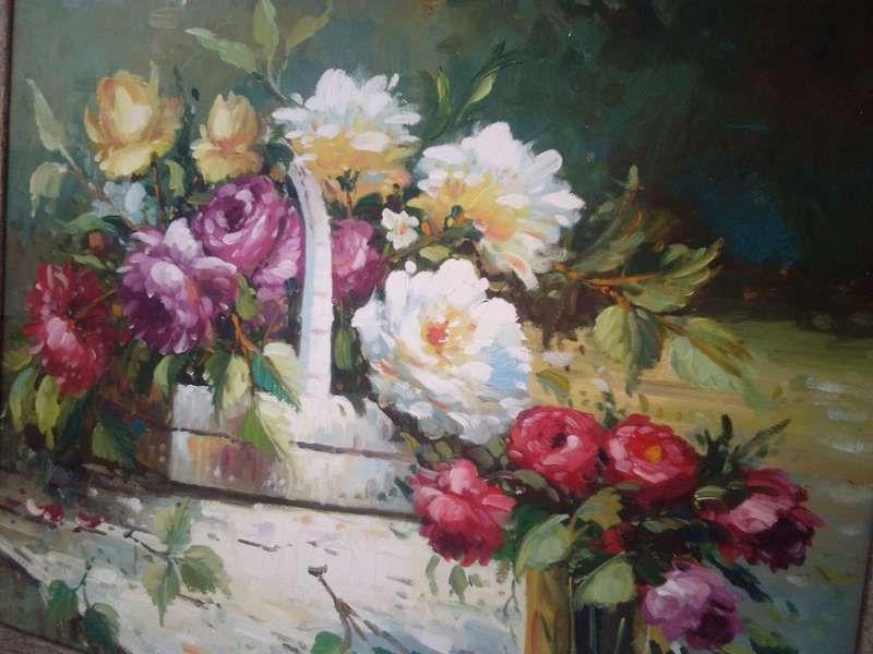 Stunning Oil on Board `Still life flowers` - Not Signed