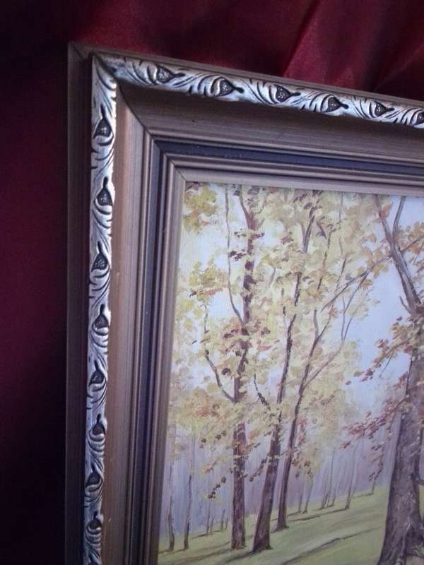 Beautiful Oil on Board `Landscape` by S. Evans in Original Gold Gilt Frame (1970`s - 80`s)