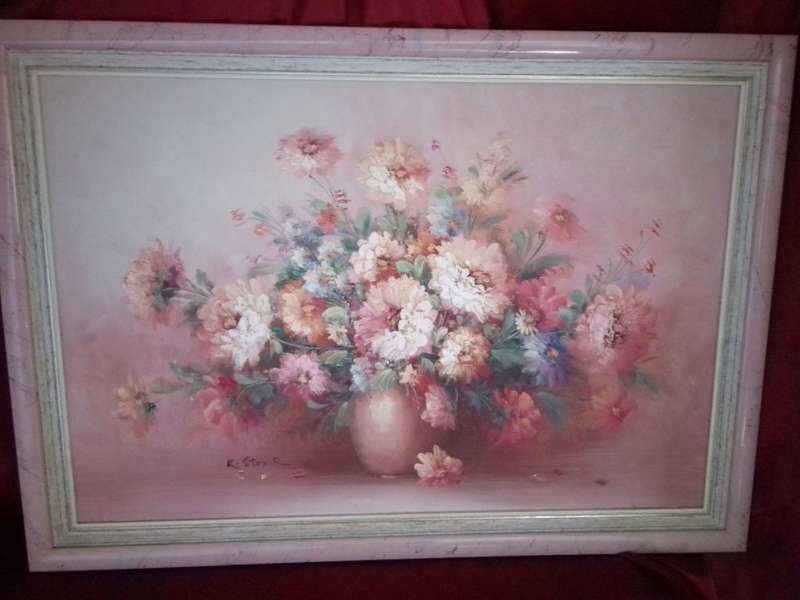 20th Century American Artist K Stone Stunning Oil on Board `Still life flowers` Signed