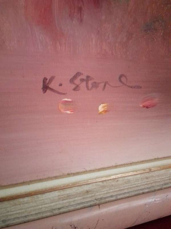 20th Century American Artist K Stone Stunning Oil on Board `Still life flowers` Signed
