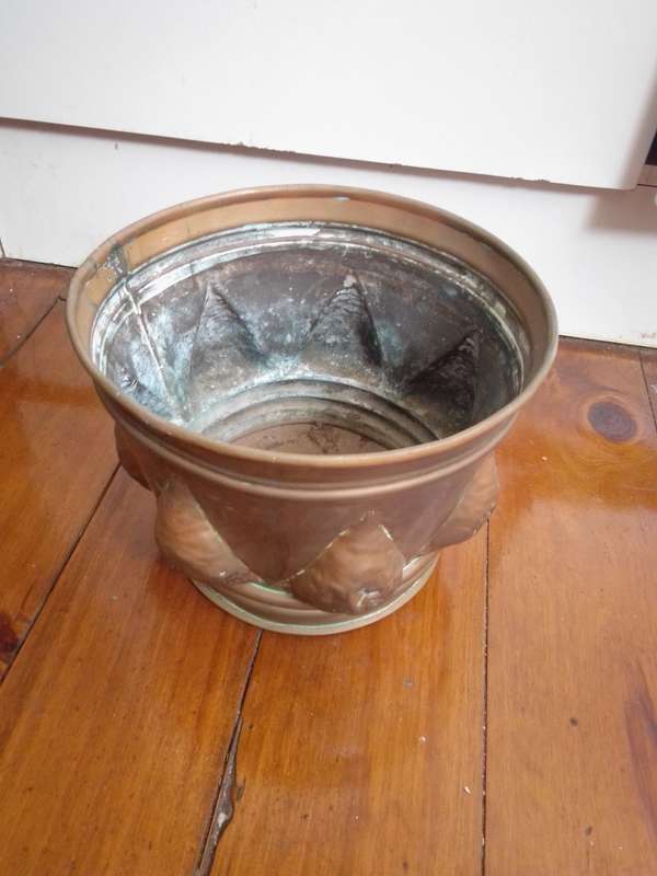 Vintage Handmade Graduated Brass Planter