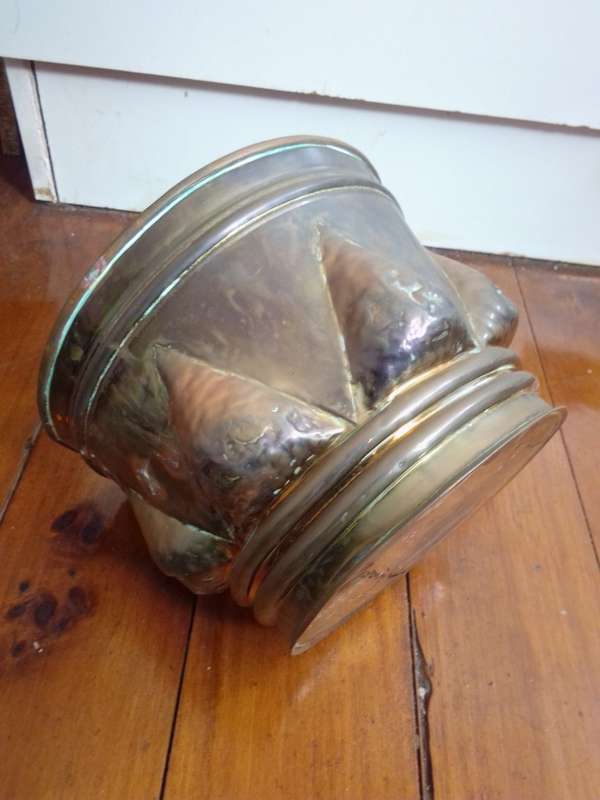 Vintage Handmade Graduated Brass Planter