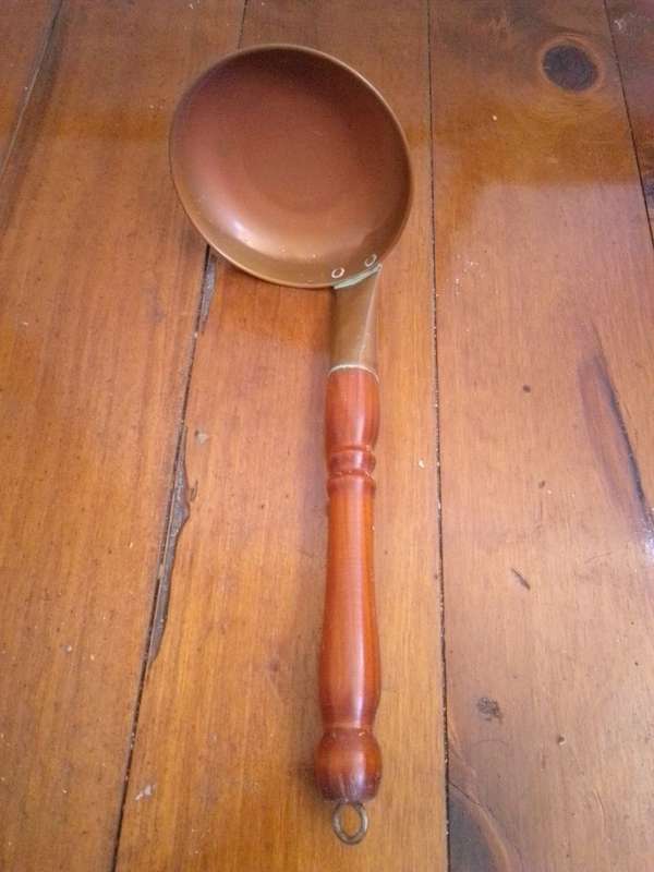 Vintage Copper Ladle With Wooden Handle