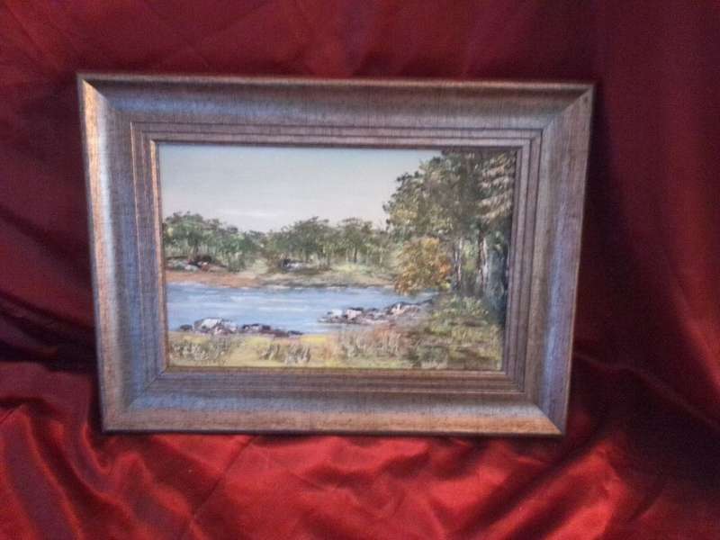 Beautiful Oil on Board by SA Artist K. Jeffrey `River & Tree`s - Signed