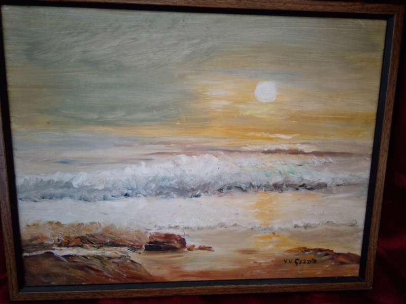 Beautiful Oil on Board `Seascape` by SA Artist Seddie