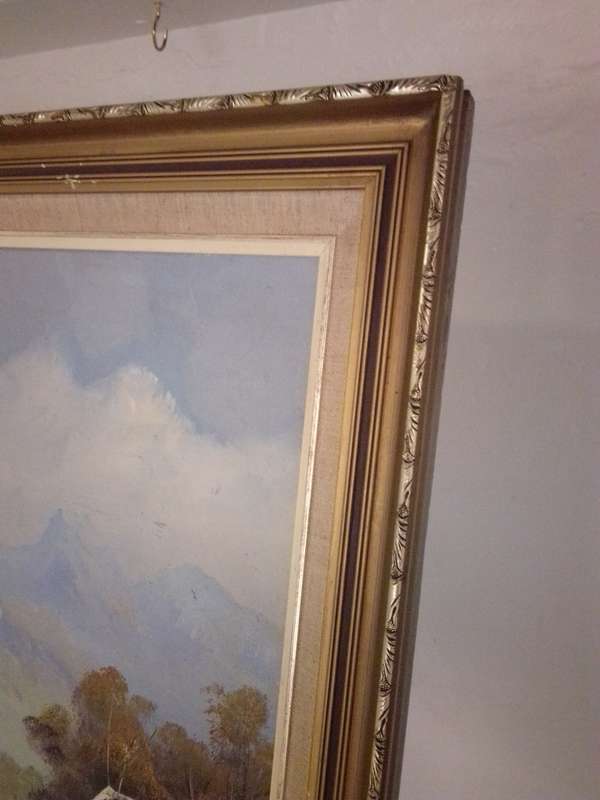 Renowned 20th-C SA Artist Paul Ascot Oil on Board `Farmhouse & Mountains Signed