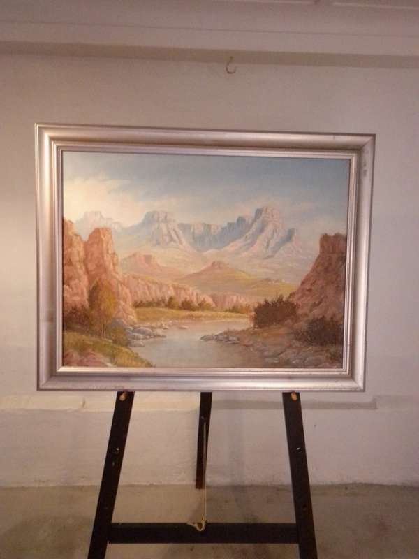 Beautiful Oil on Board `Landscape` by 20th-C SA Artist L. Scheepmaker - Signed