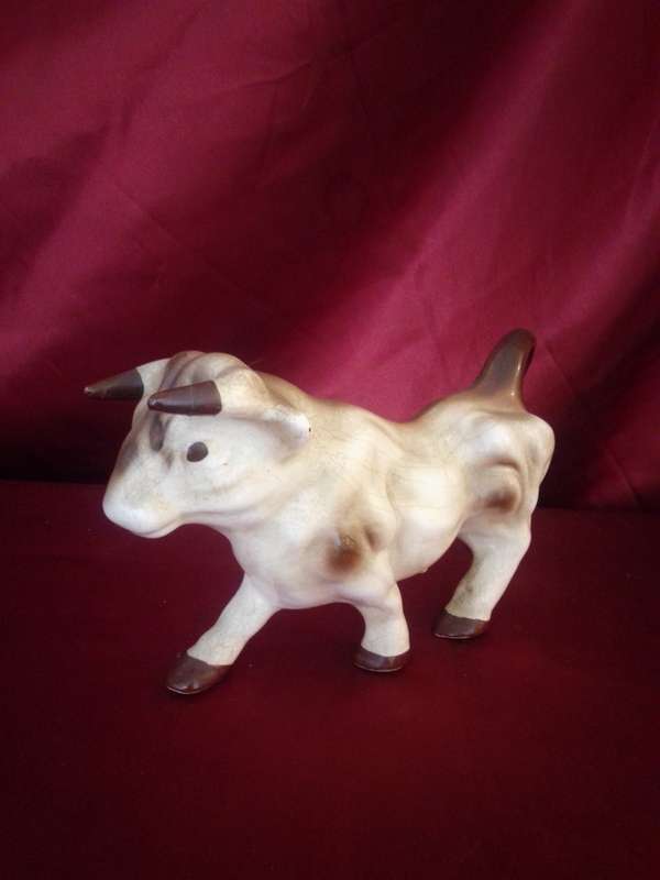 Vintage Ceramic Glazed Bull