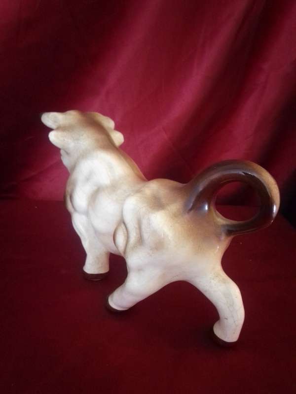 Vintage Ceramic Glazed Bull