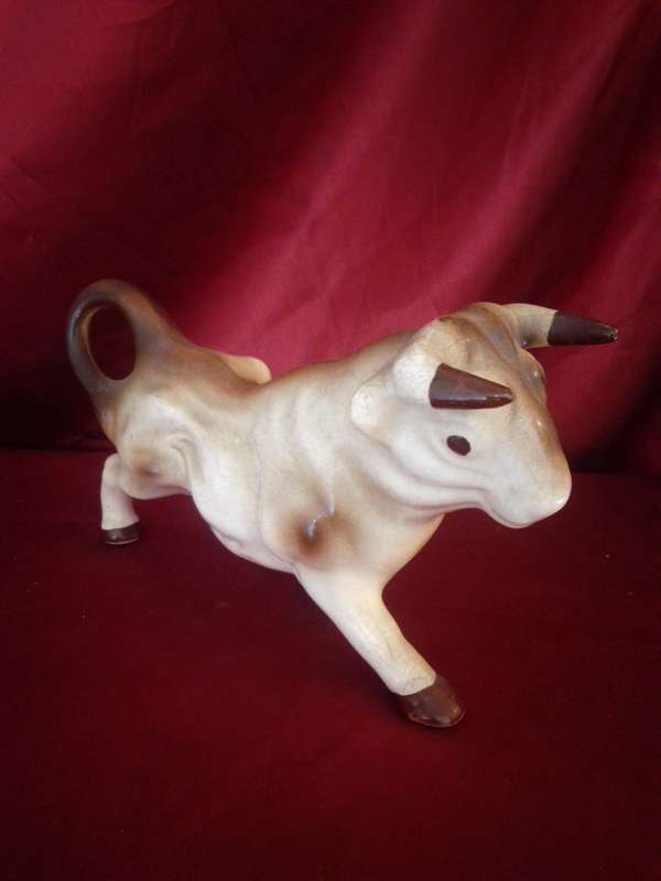 Vintage Ceramic Glazed Bull