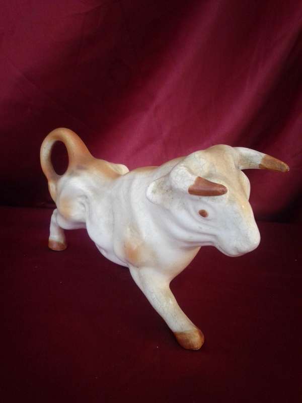 Vintage Ceramic Glazed Bull