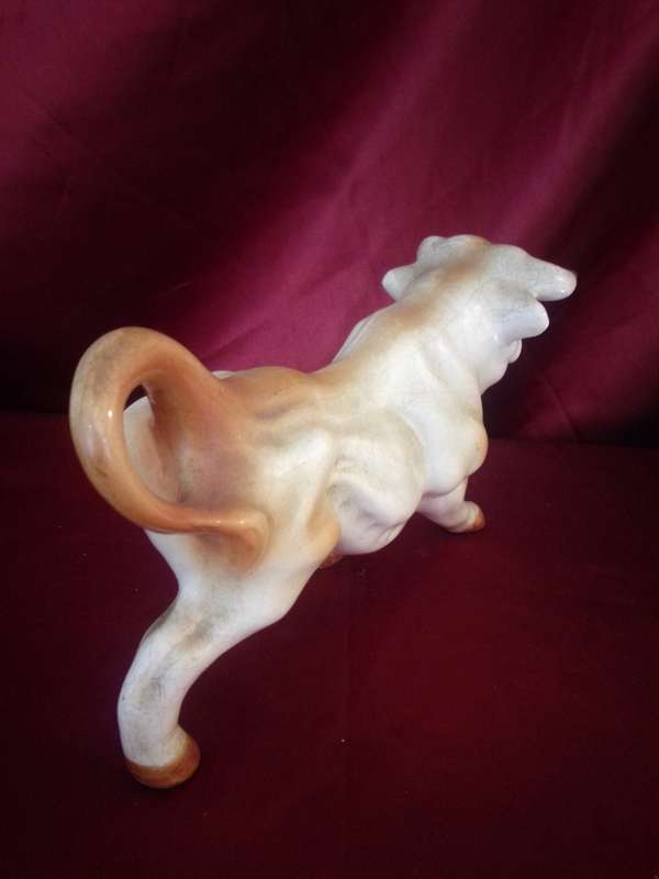 Vintage Ceramic Glazed Bull