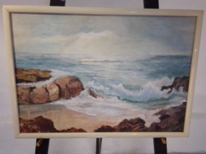 Renowned American Artist Arlene Wilke (1940-1993) Oil on Canvas `Seascape` Signed