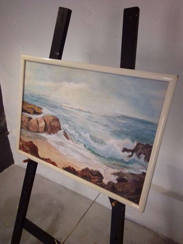 Renowned American Artist Arlene Wilke (1940-1993) Oil on Canvas `Seascape` Signed