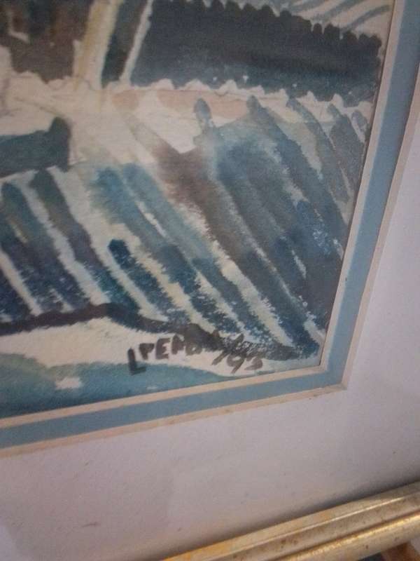 Popular SA Artist Lizo Pemba 1958 - Watercolor 'Informal Settlement' signed 93