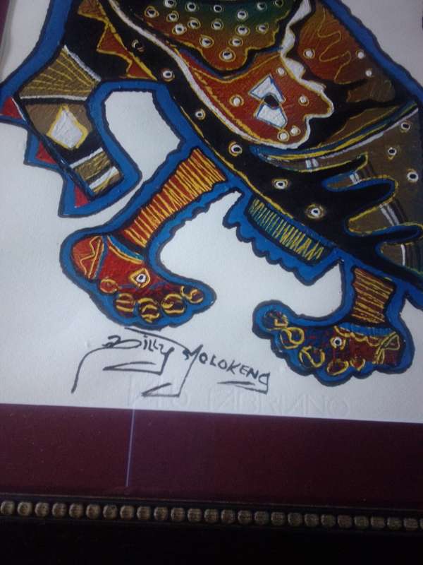 Famous SA Artist Billy Molokeng (1949 - ) Mixed Medium on Fabriano Cotton - Signed