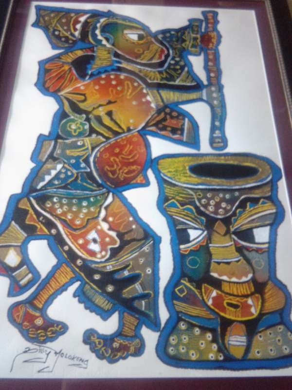 Famous SA Artist Billy Molokeng (1949 - ) Mixed Medium on Fabriano Cotton - Signed
